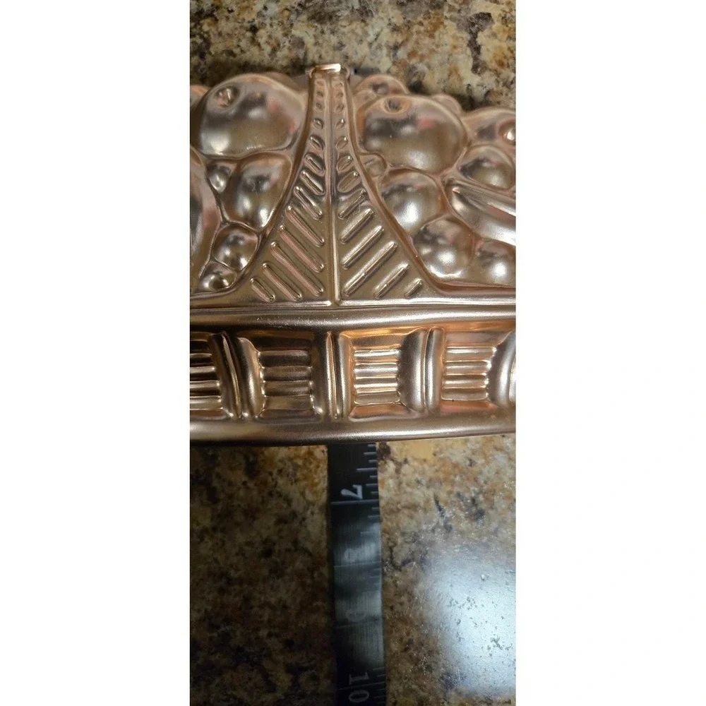 Copper Tone Aluminum Jello Cake Molds Fruit Basket Ring Set 3pc